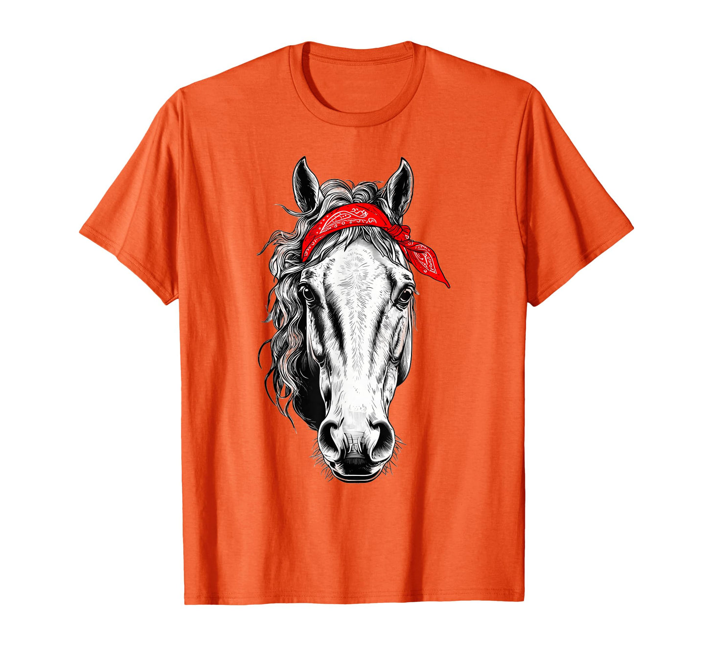 Girls Western Shirt Horse Graphic Red Bandana Tee T-Shirt