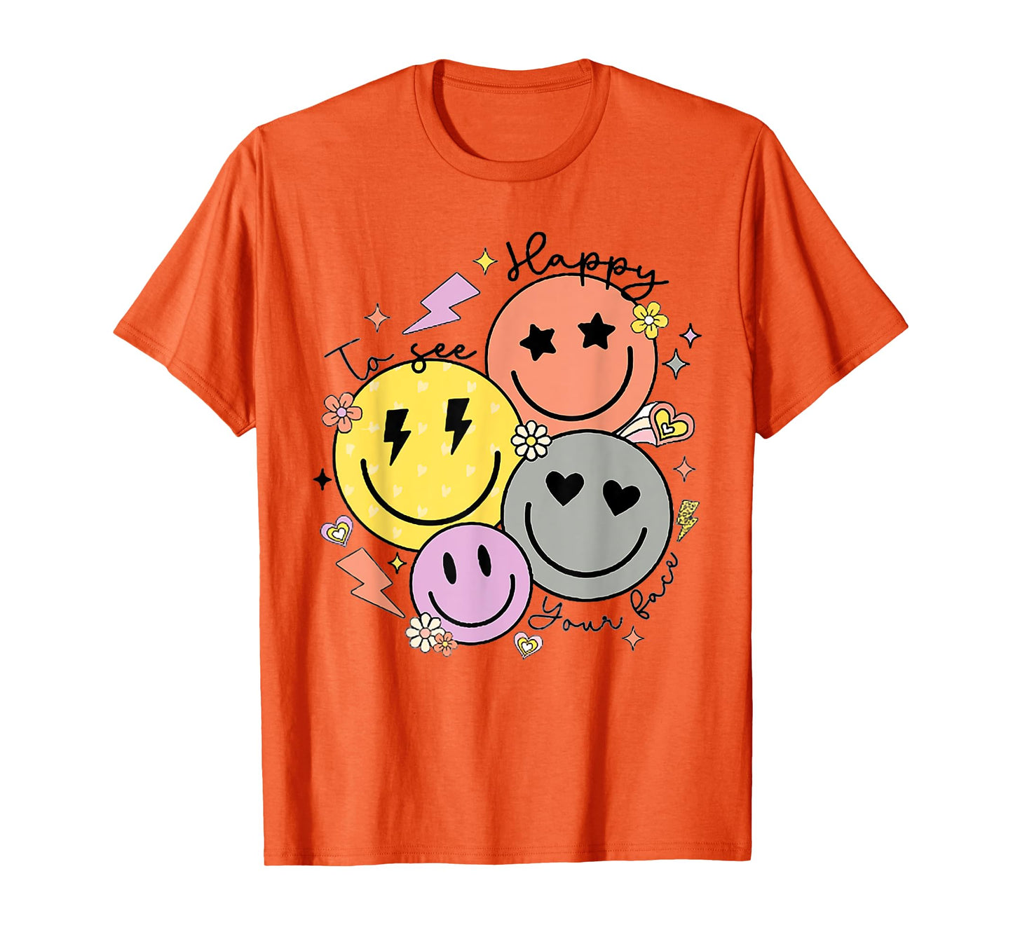 Groovy Happy To See Your Face Teacher First Day Of School T-Shirt for Men Women Kids