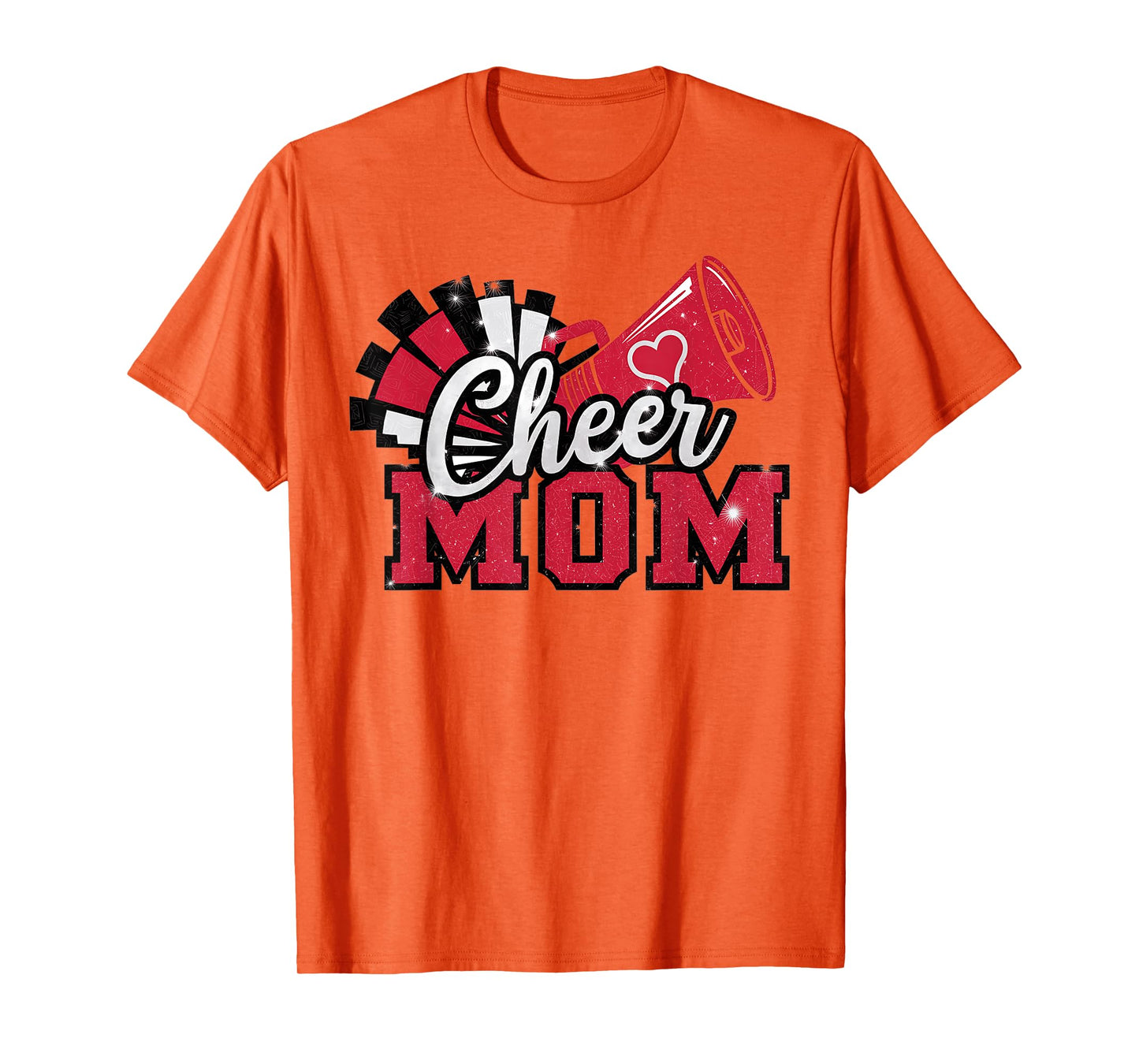Cheer Mom Football Red Black Pom Leopard T-Shirt