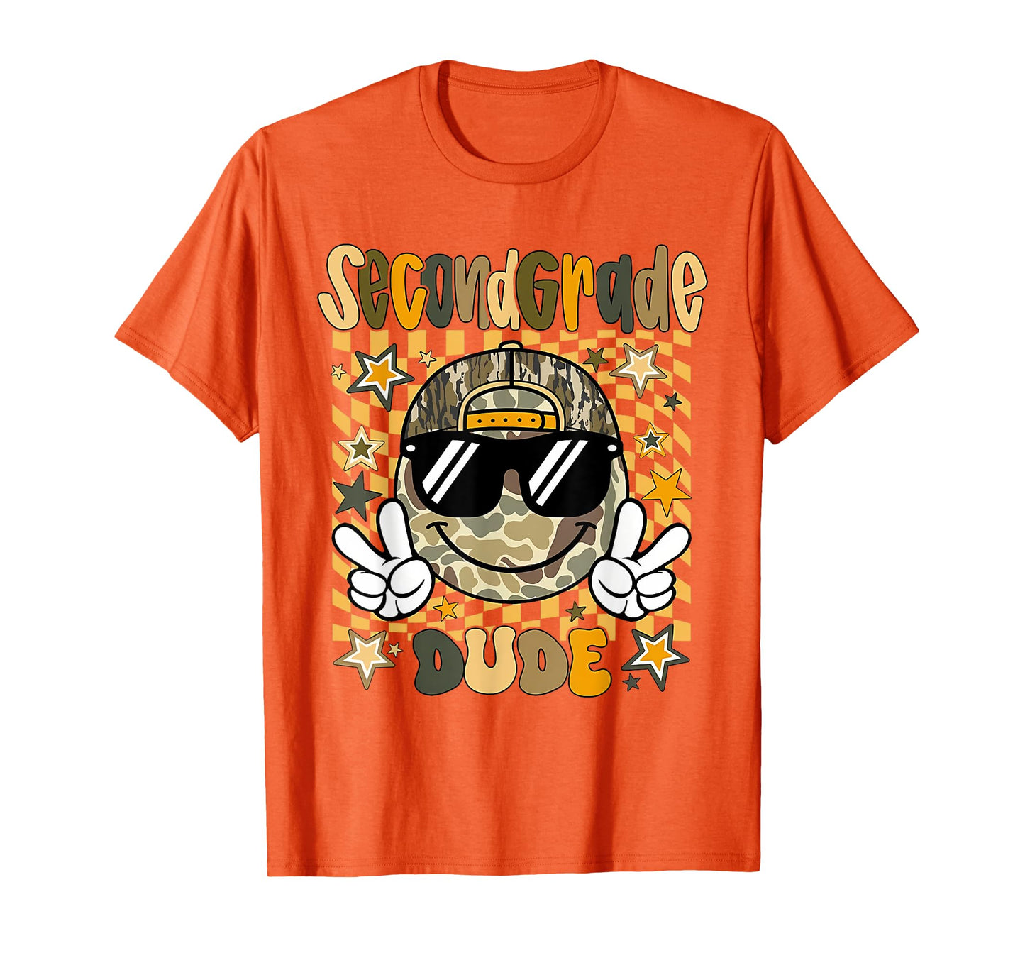Second Grade Camo Camouflage Smile Face Back To School Kids T-Shirt