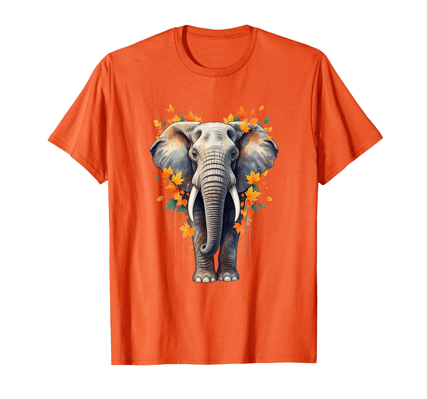 Elephant Autumn Leaves Nature Art for Wildlife Men Women Kid T-Shirt