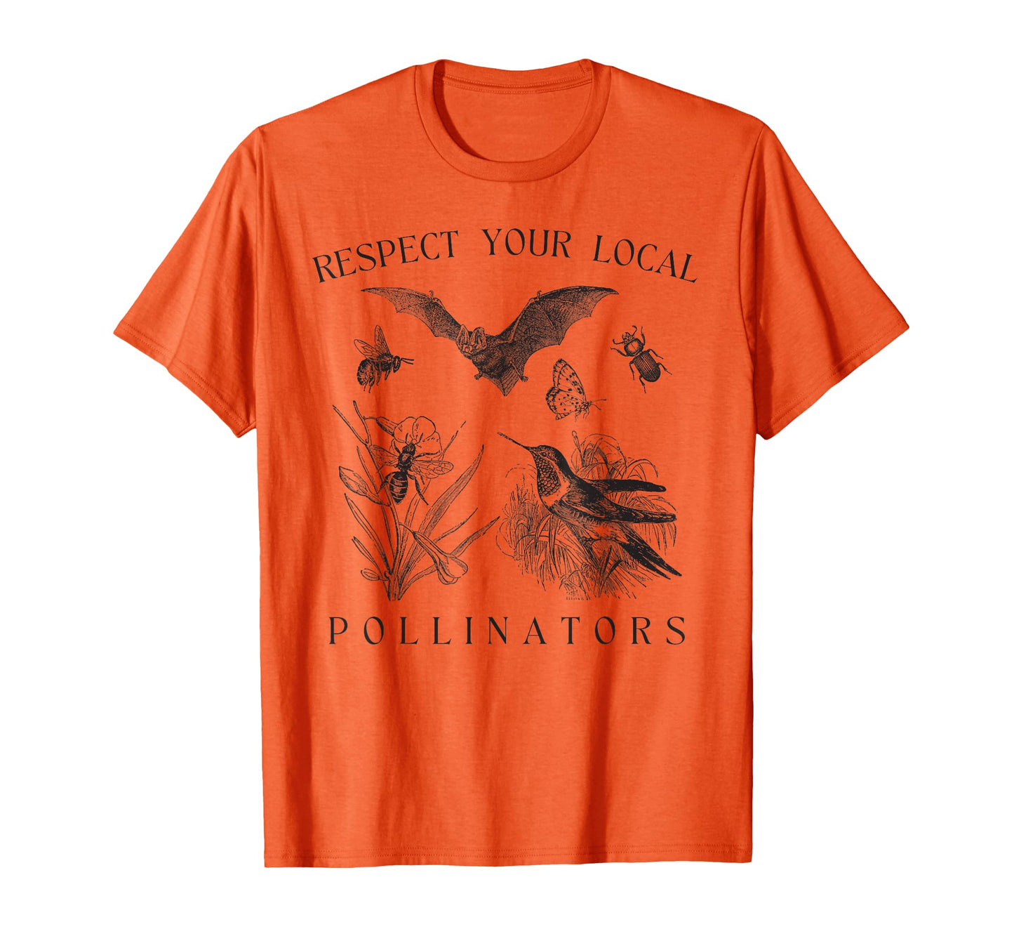 Eco-Friendly Wildlife Conservation Apparel Respect Your Local Pollinators Vintage Bug Protect Nature Unisex-Adults T-Shirt White Small Classic Fit Short Sleeve Spring, Summer