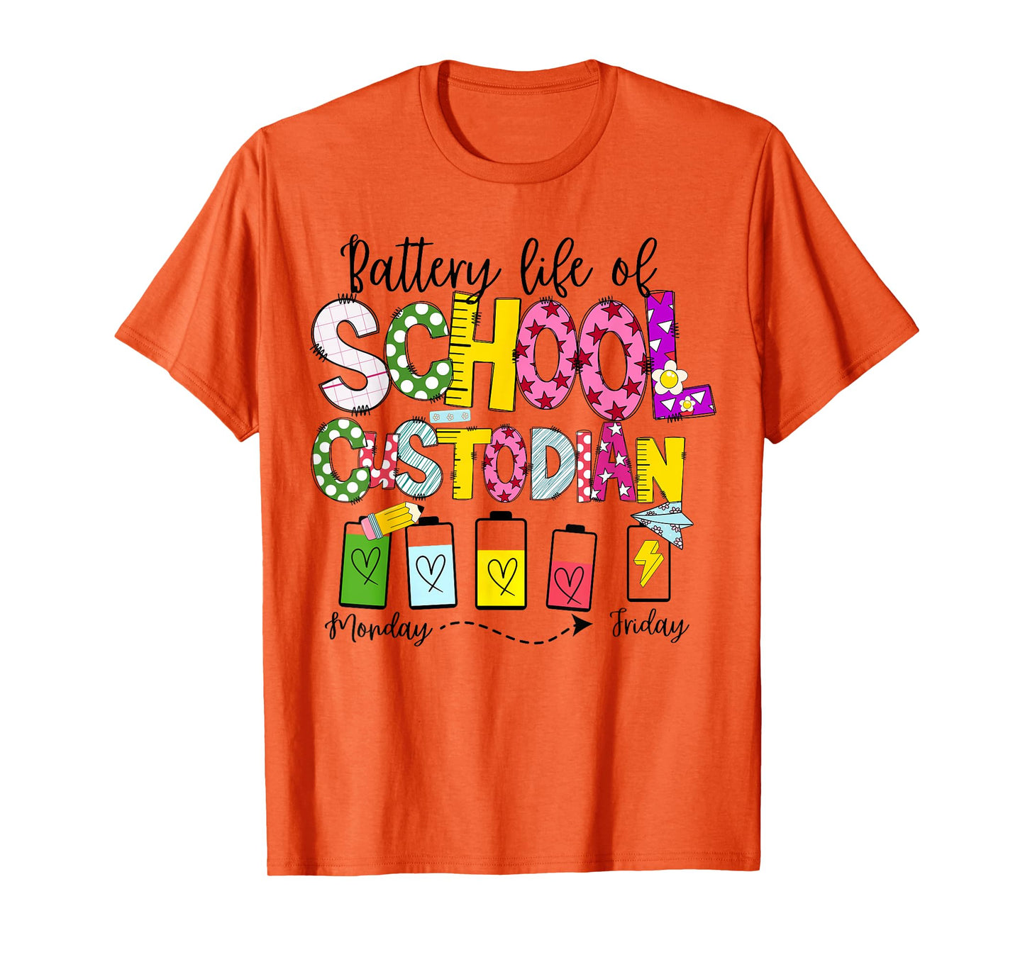 School Custodian Battery Life Back to School Janitor T-Shirt