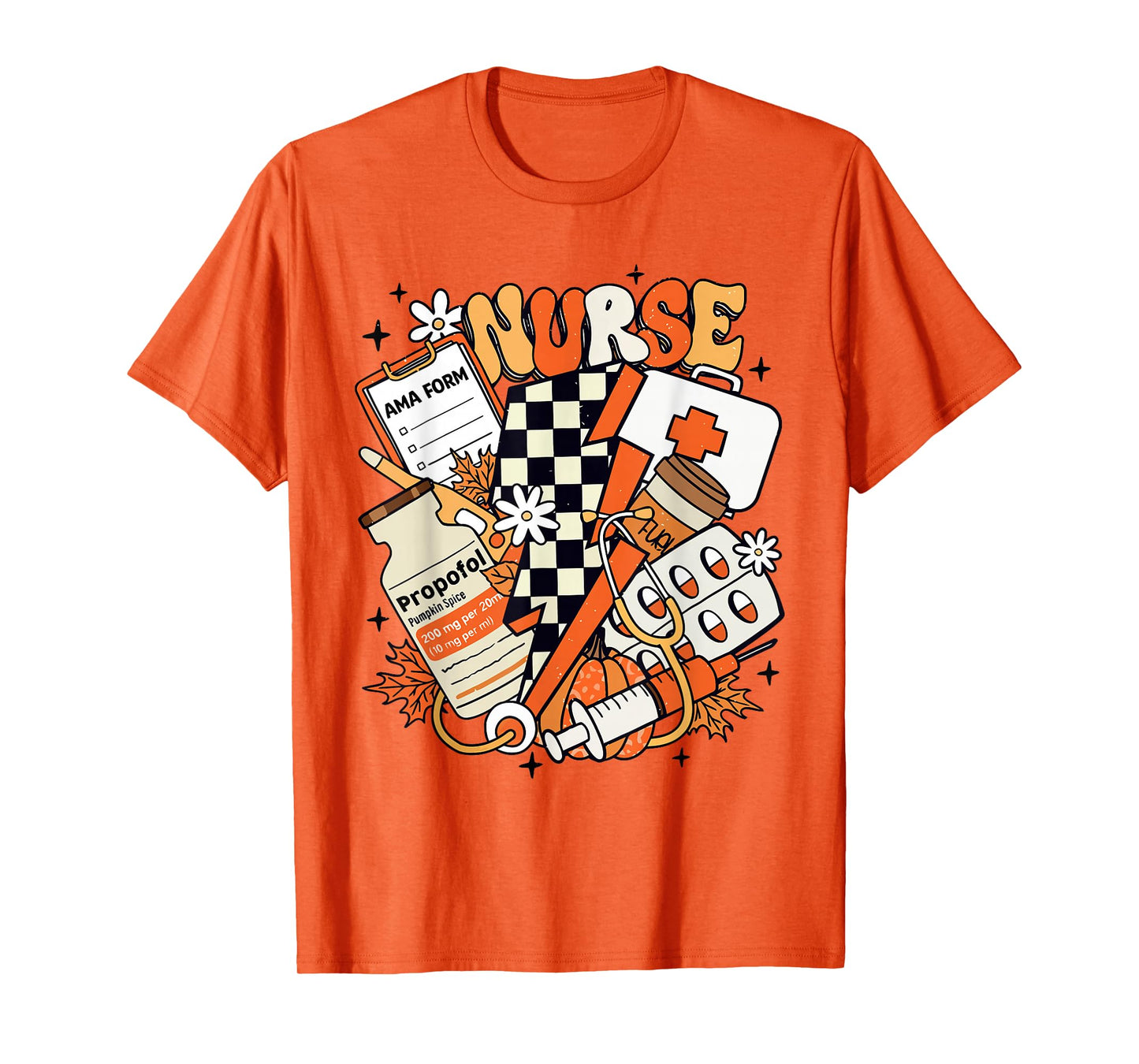 Retro Pumpkin Nurse Life Thanksgiving Fall Autumn Nurse T-Shirt