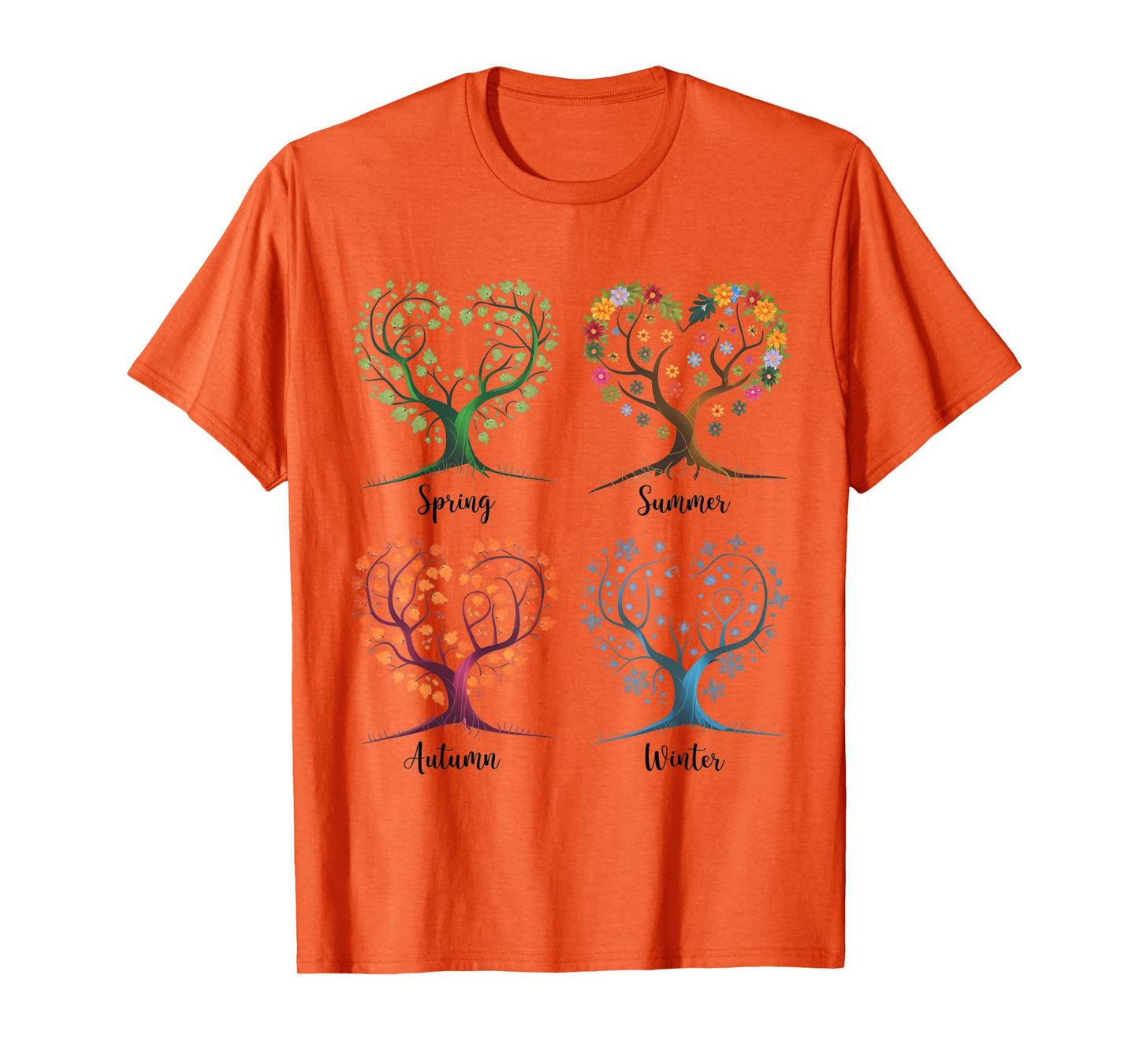 Four Seasons Tree Nature-Inspired Heart Shaped Heart Tree T-Shirt