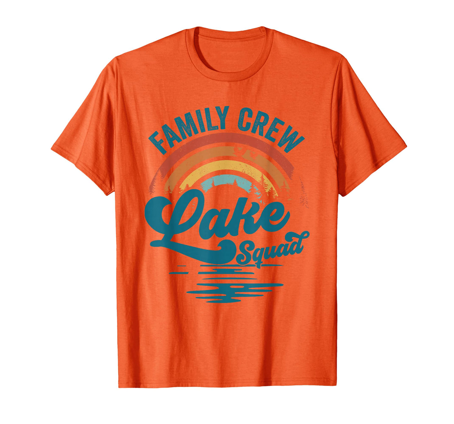 Family Crew Lake Squad Groovy Rainbow Vacation Lake Trip T-Shirt