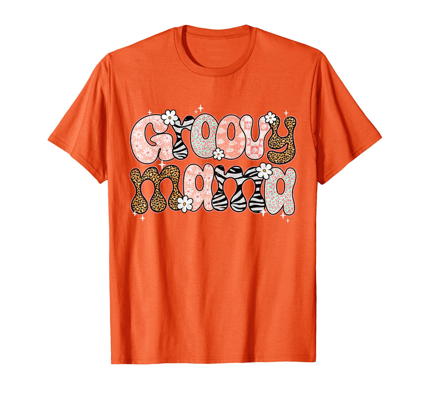 Groovy Mama Mommy Retro Floral Mom Life Leopard Maternity T-Shirt