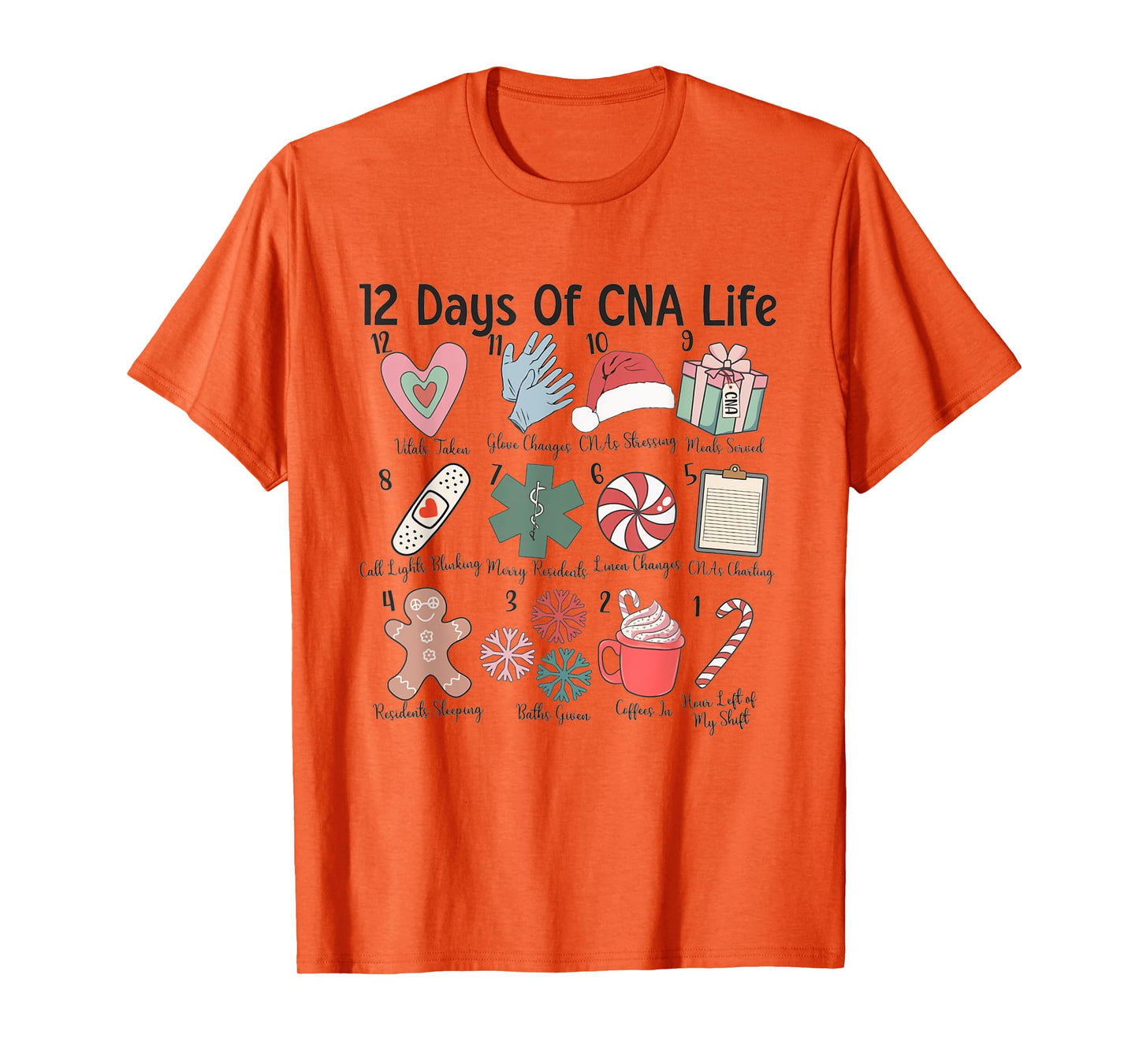 12 Days of CNA Life Certified Nursing Assistant Christmas T-Shirt