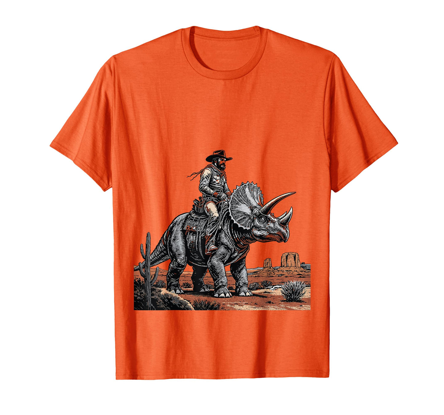 Cowboy Riding Triceratops Funny Western Dino T-Shirt