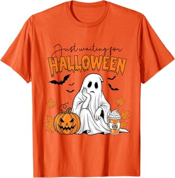Just Waiting For Halloween Ghost Spooky Summer Vacation T-Shirt