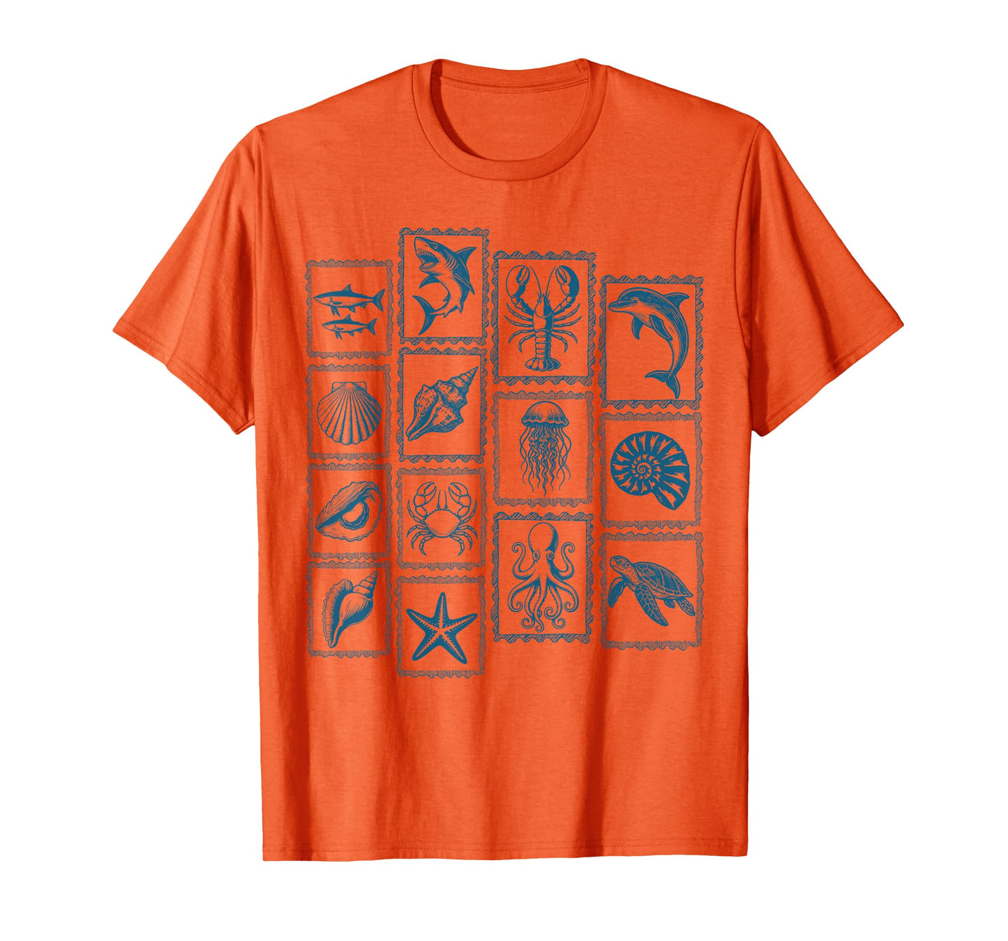 Ocean Wildlife Vintage Shark Turtle Octopus Dolphin Beach T-Shirt
