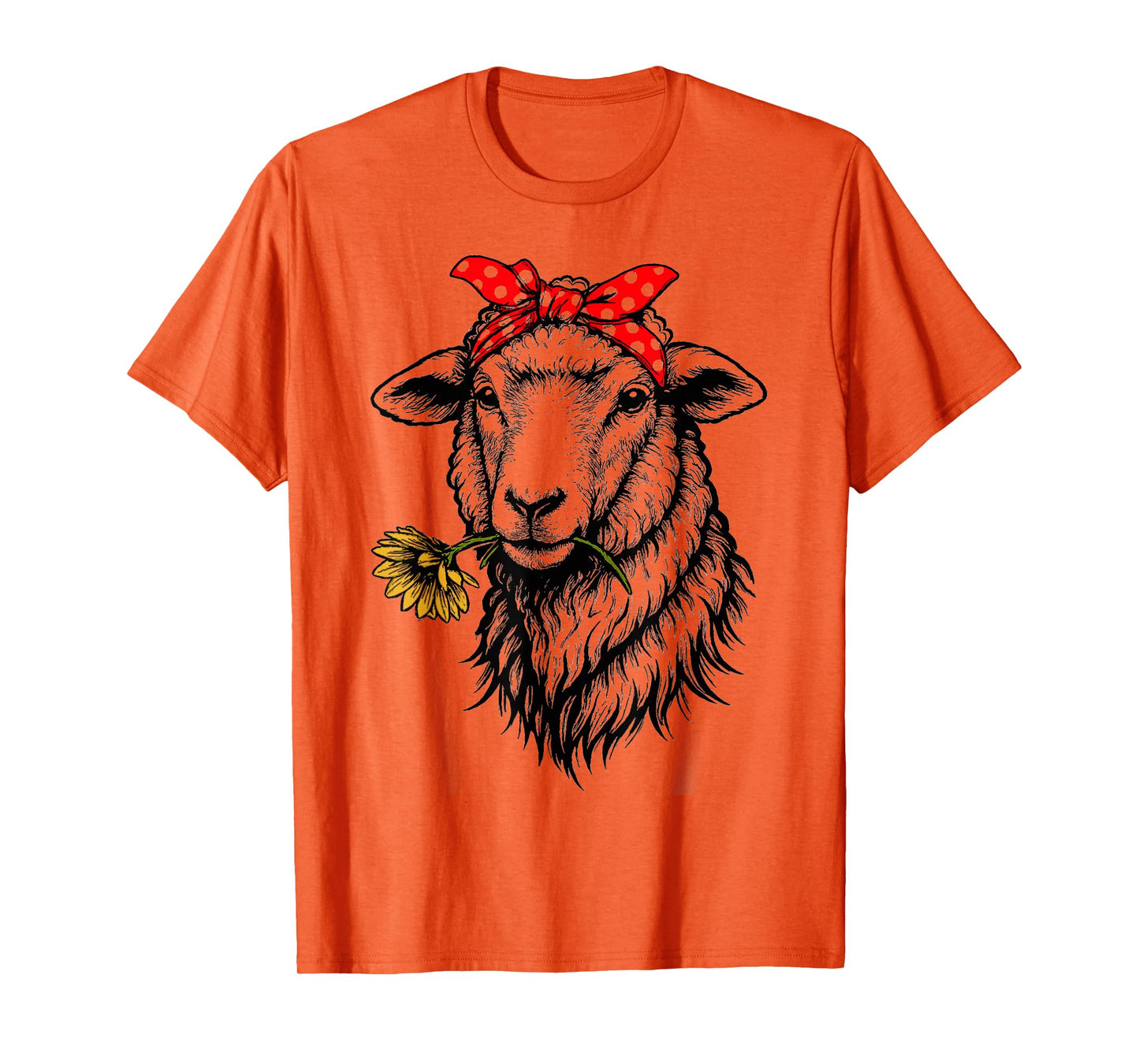 Funny Sheep with Bandana and Flower Farm Animal Lover T-Shirt