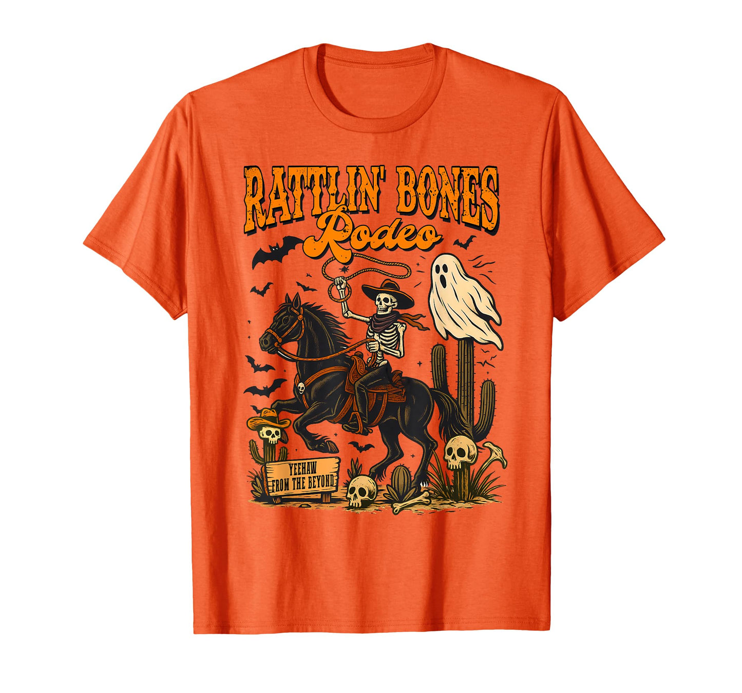 Halloween Spooky Western Life Cowboys Rattlin' Bones Rodeo T-Shirt
