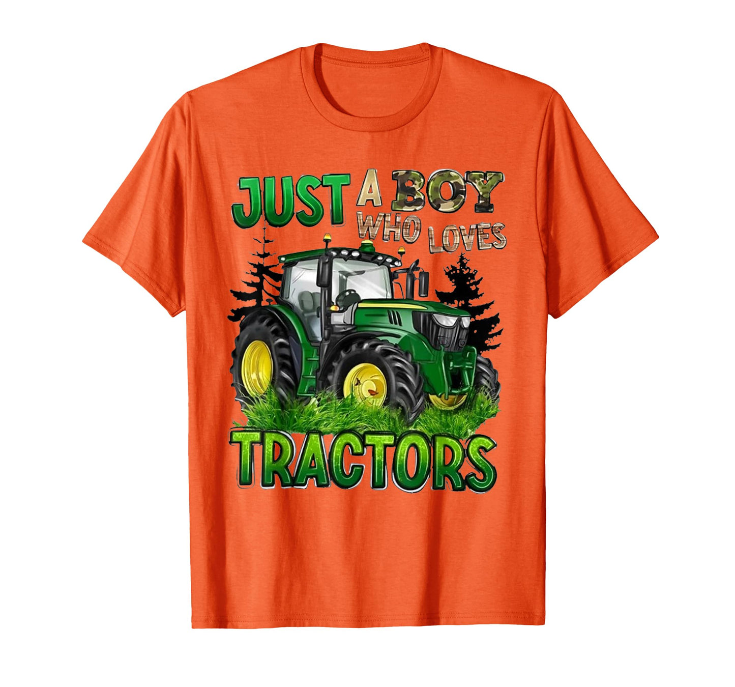 Just A Boy Who Loves Tractors Green Farm Tractor Trucks T-Shirt