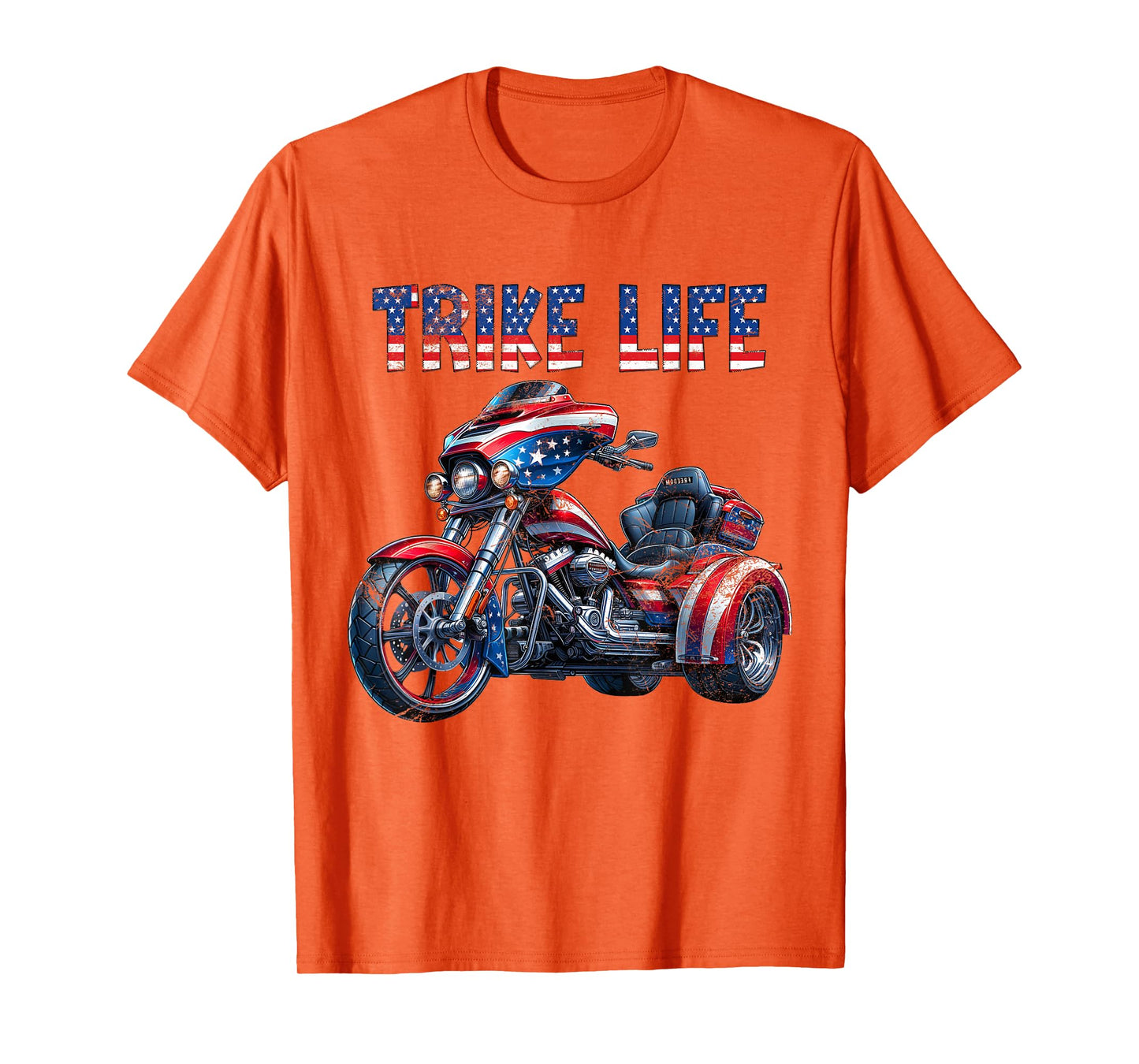 American USA Flag Motorcycle Trike Life Three Wheeler Trike T-Shirt