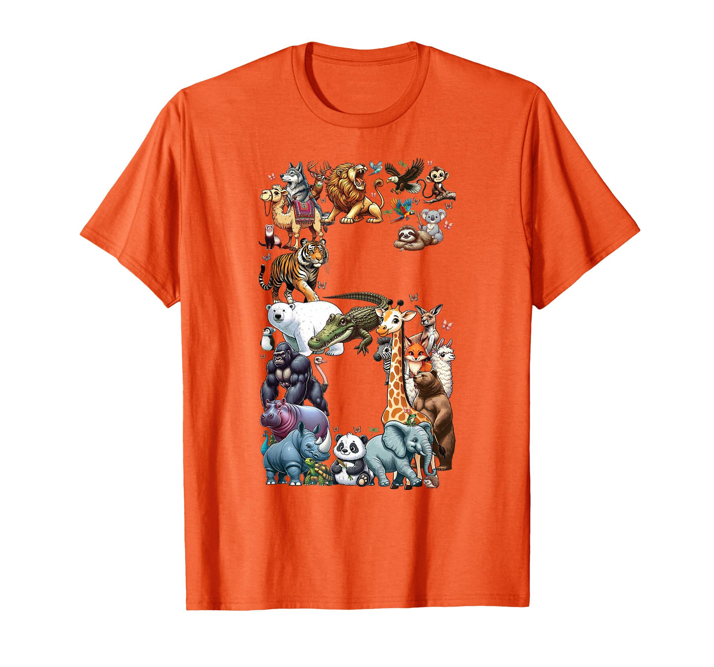 6th Birthday 6 Years Old Zoo Animals Wildlife Safari Jungle T-Shirt