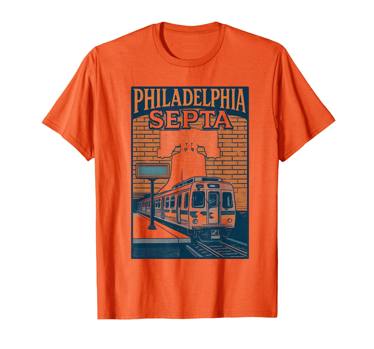 Philadelphia Septa Train Retro Transit Liberty Bell Artwork T-Shirt