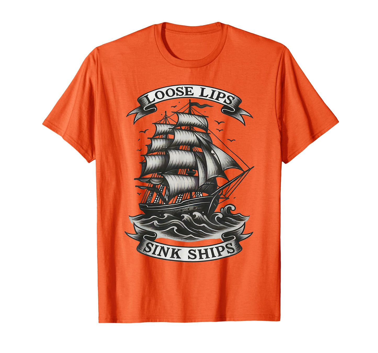 Vintage Loose Lips Sink Ships Traditional Nautical Sailor T-Shirt