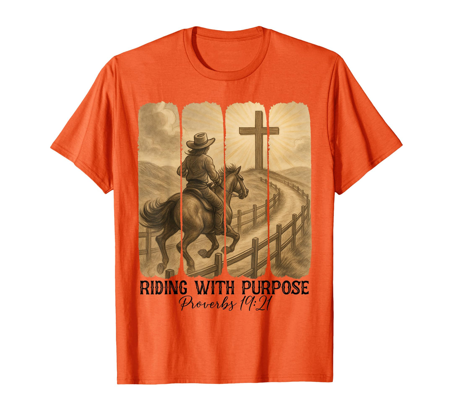 Christian Religious Riding With Purpose Western Cowboy Faith T-Shirt
