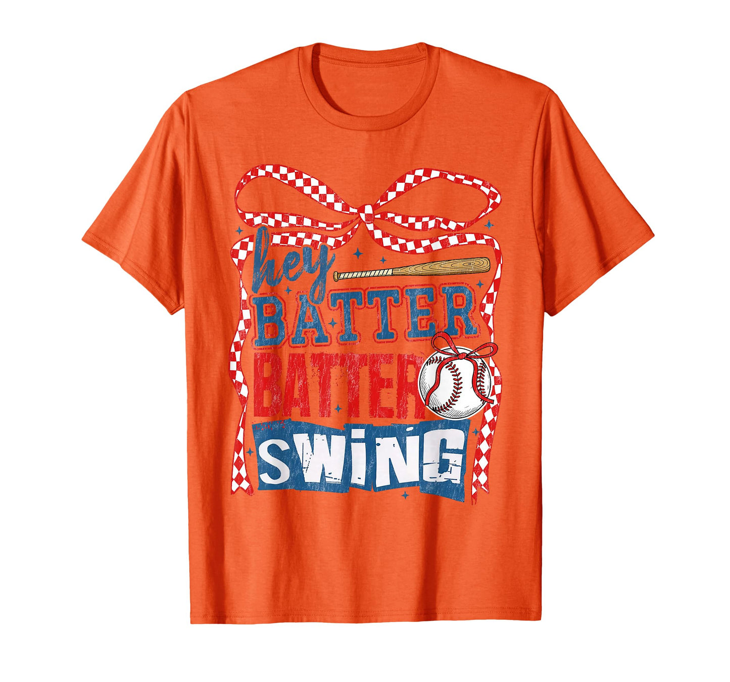 Hey Batter Batter Swing Coquette Bow Game Day Baseball Funny T-Shirt