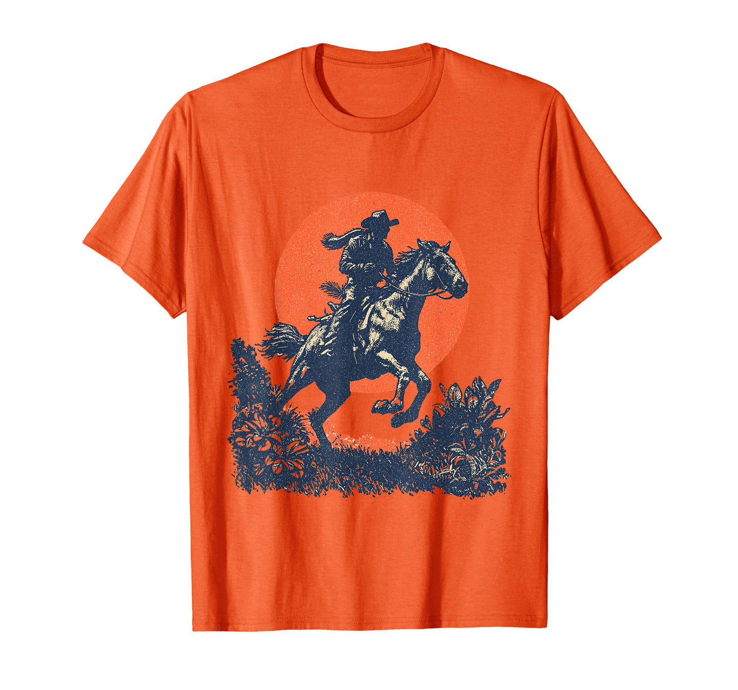 Vintage Cowboy Horse Ride Retro Western Sunset T-Shirt