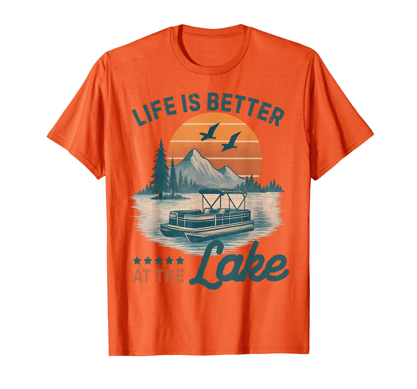 Life is Better at The Lake Pontoon Vintage Pontoon Boat T-Shirt