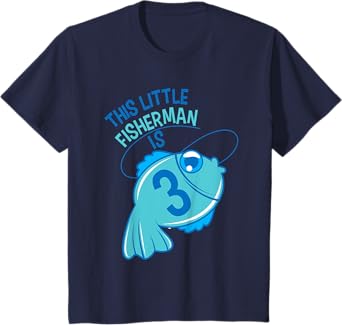 Kids 3rd Birthday Boys Fishing T-Shirt Fish 3 Year Old
