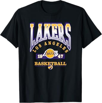 LOS ANGELES LAKERS Homecourt Advantage T-Shirt - Black, Unisex-Adults/Kids, Short Sleeve, Crew Neck, Polyester, NBA Team Logo, Small