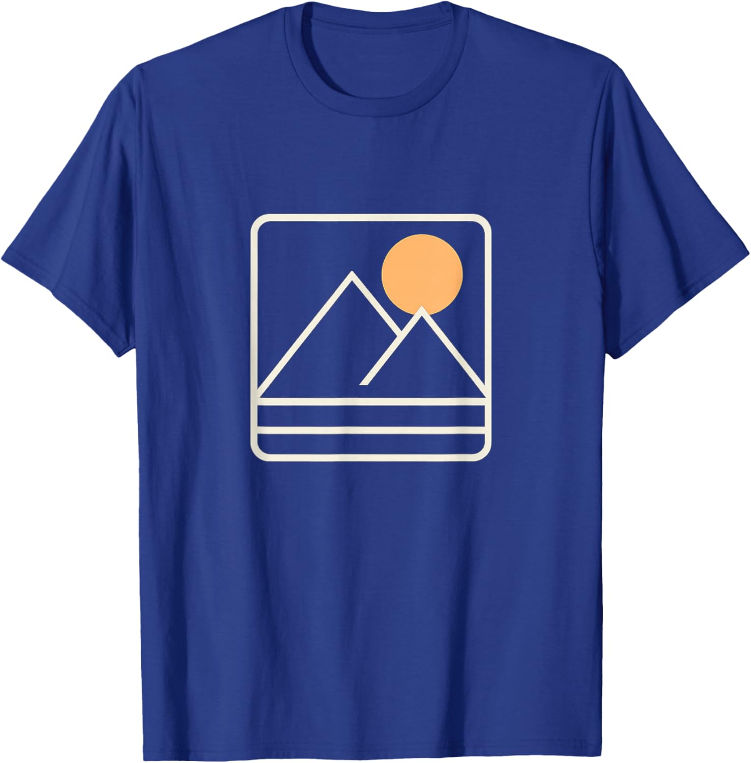Mountain Sunrise - Minimalist Retro Nature Graphic Tee T-Shirt T-Shirt - T-Shirt | Royal