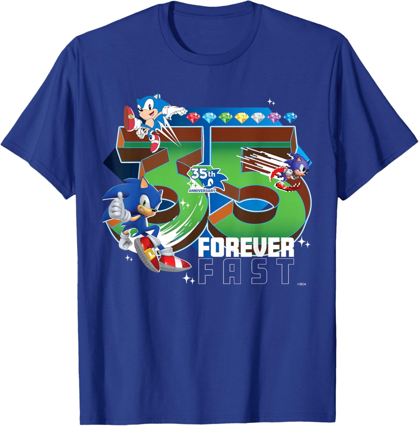 Sonic The Hedgehog 35th Anniversary Forever Fast Legacy T-Shirt - T-Shirt | Royal