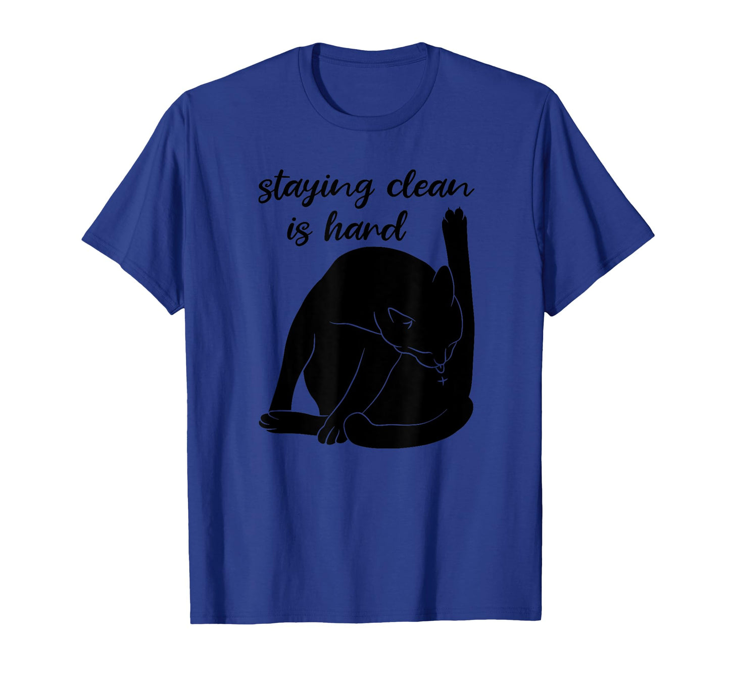 Staying Clean Is Hard Funny Black Cat Addiction Recovery T-Shirt