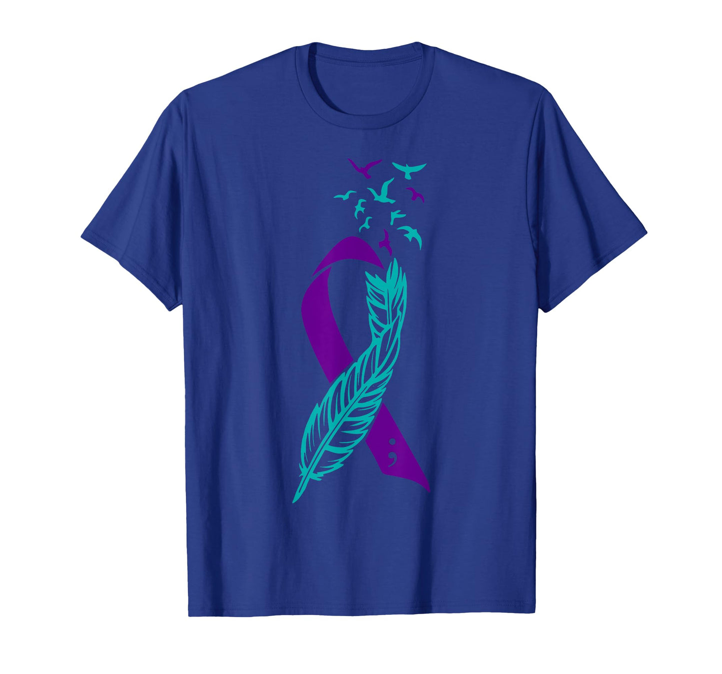 Feather Suicide Prevention Awareness You Matter Purple Teal T-Shirt