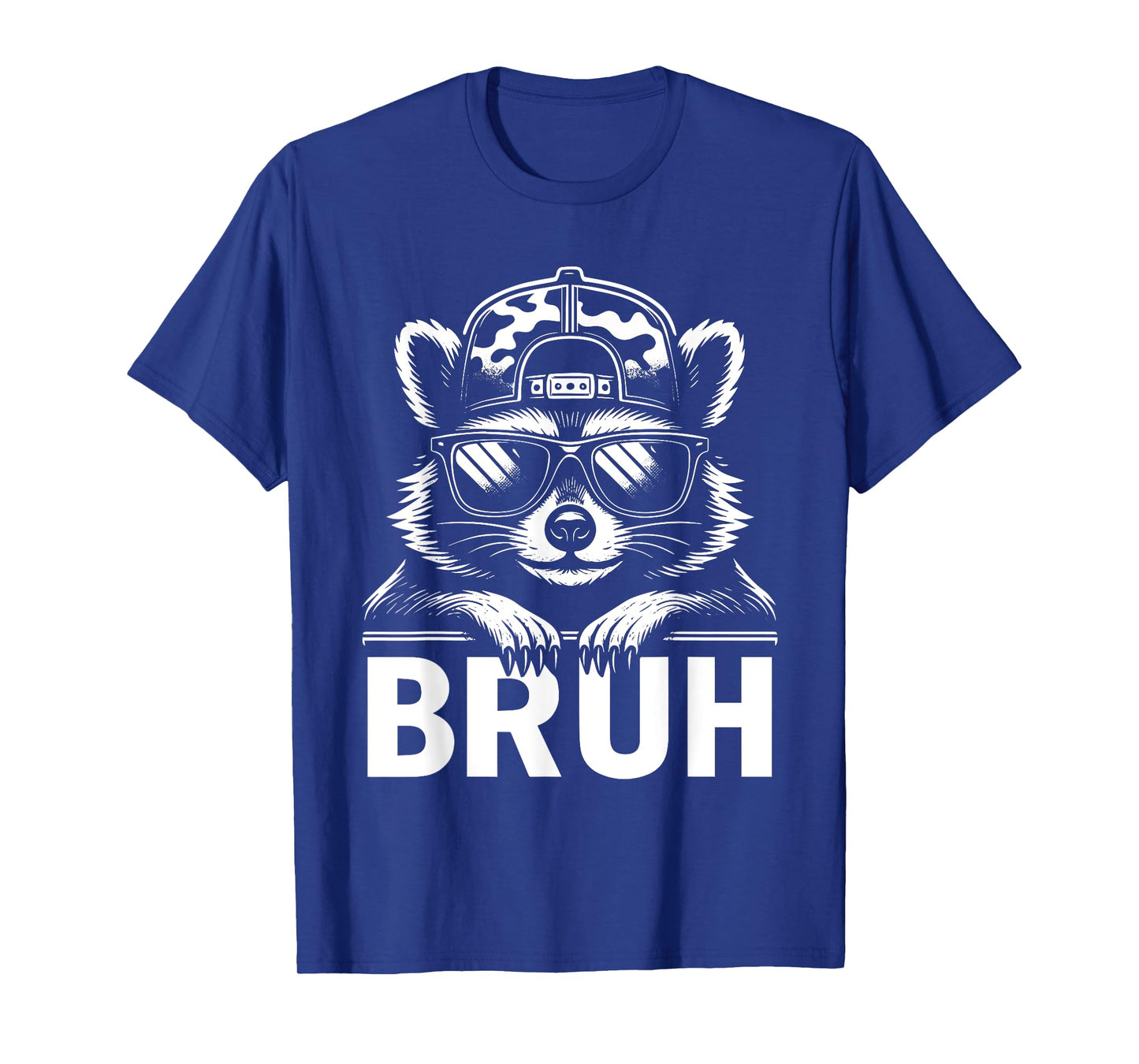 Bruh Raccoon Trash Racoon Camo Hat Funny Youth Teens Kids T-Shirt
