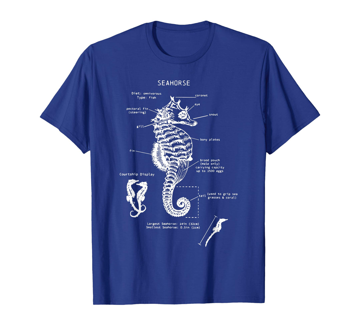 Vintage Seahorse Anatomy Ocean Animal Marine Biologist T-Shirt