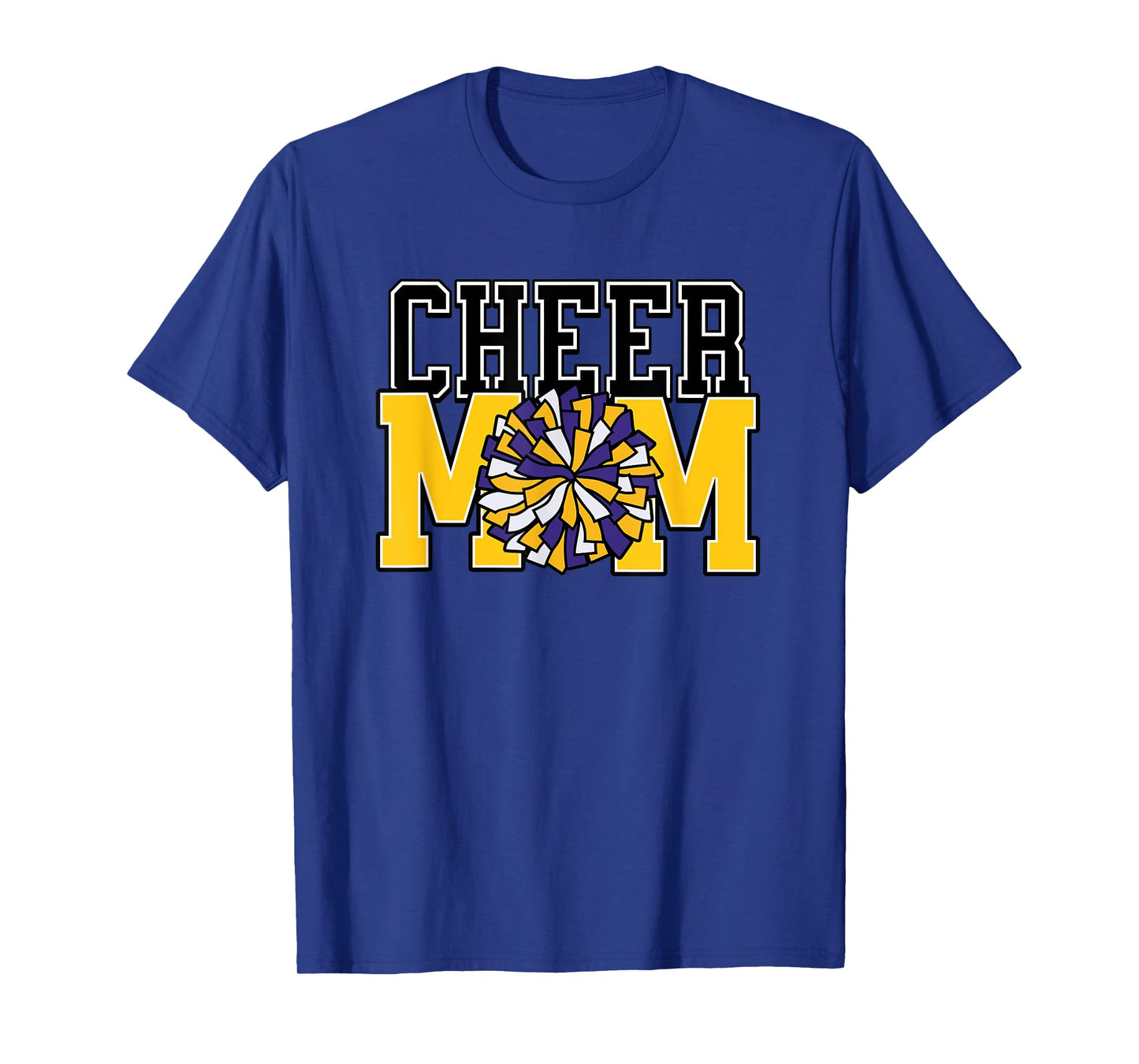 Cheer Mom Biggest Fan Yellow and Purple Pom Pom T-Shirt