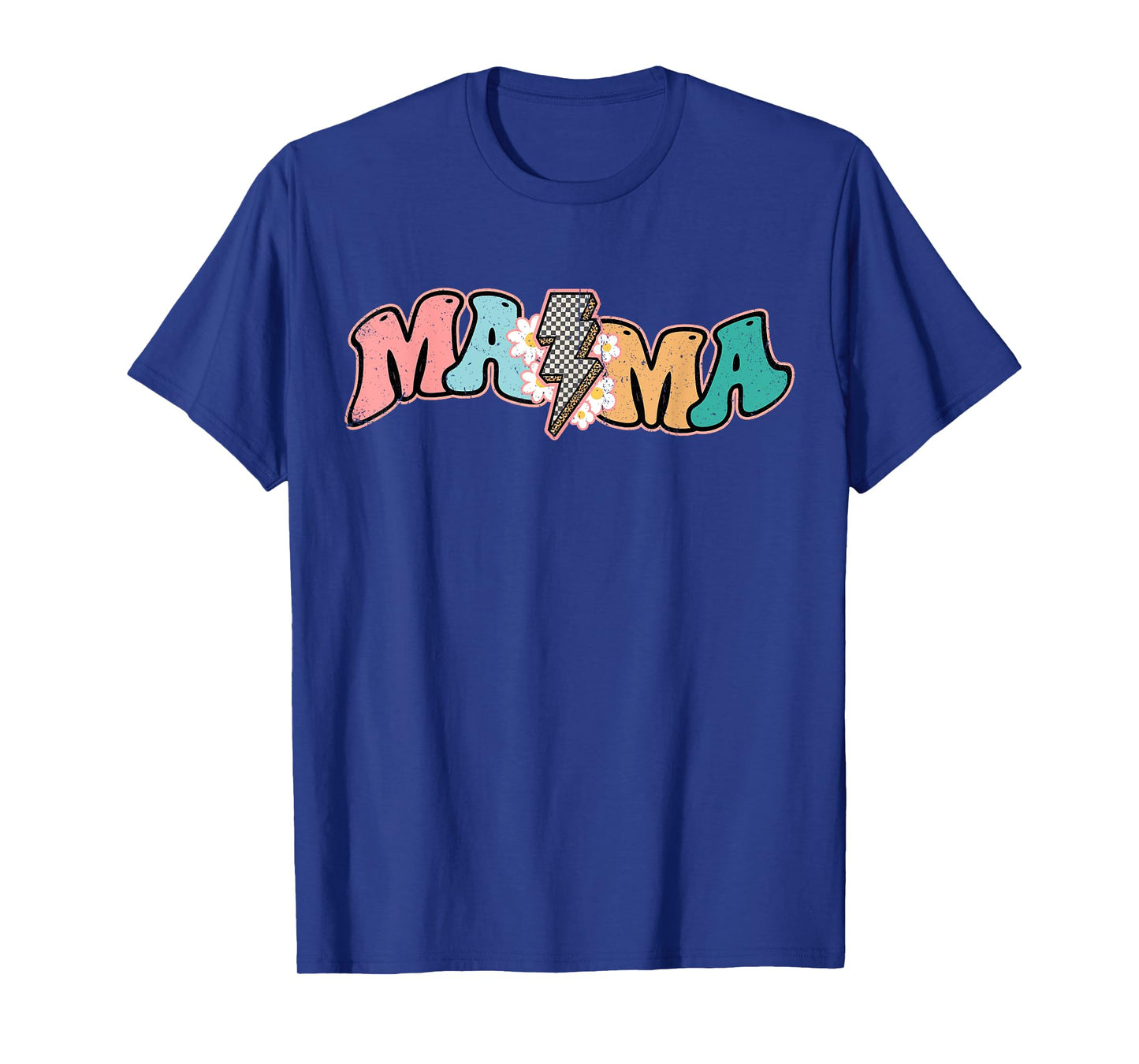Checkered Mama Bolt Lightning Retro Mom Life Mother's Day T-Shirt