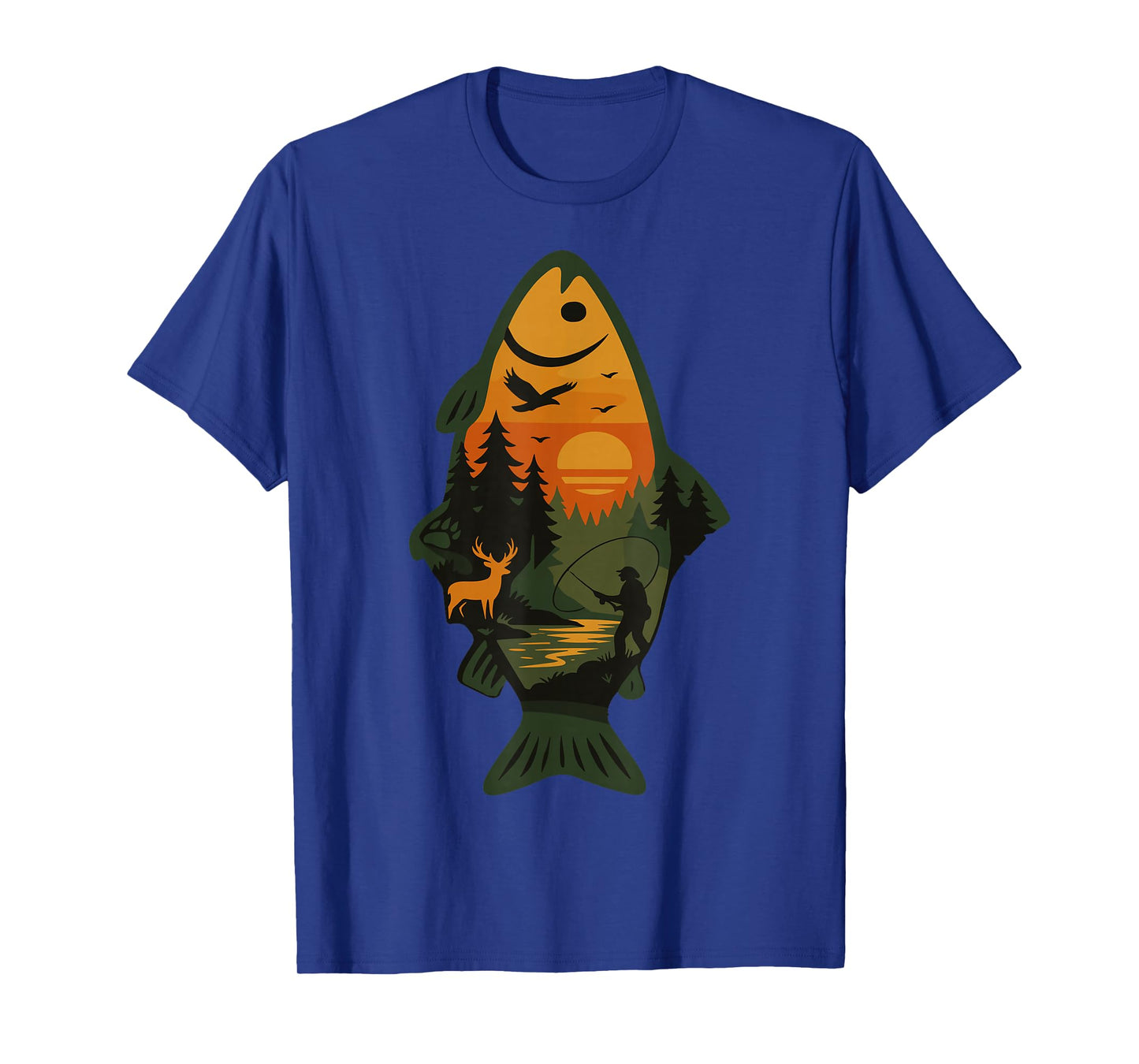 Trout Fly Fishing Outdoor Forest Nature Wildlife Scene T-Shirt