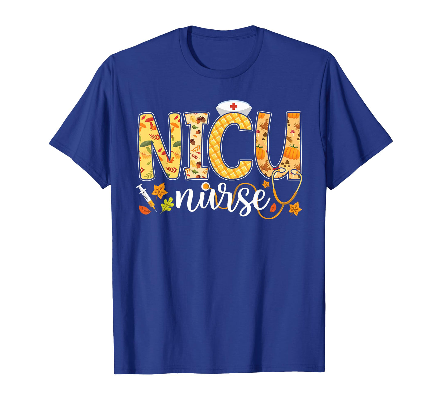 NICU Nurse Fall Yall Autumn Pumpkin Thanksgiving Stethoscope T-Shirt