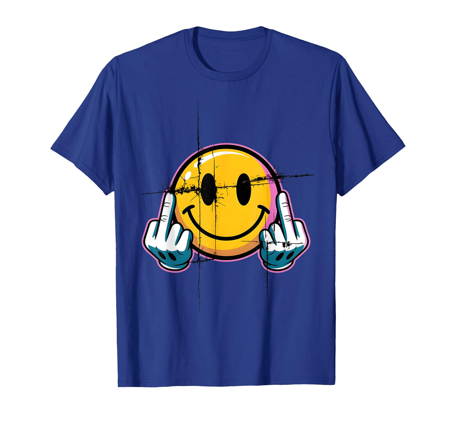 Retro Vintage Smile Face Funny Middle Finger Graphic T-Shirt
