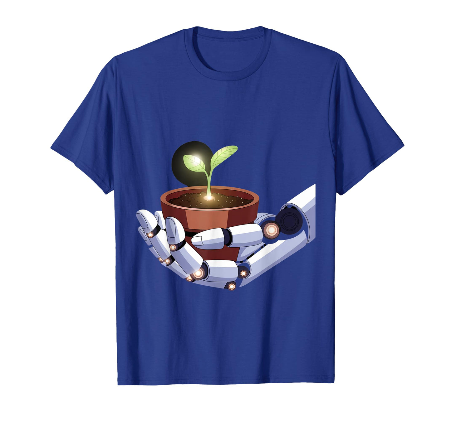 Robot Hand Holding Plant Design T-Shirt