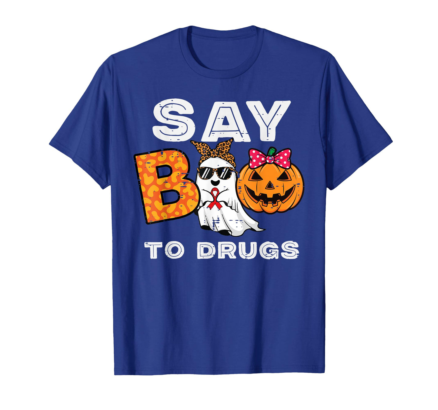 Red Ribbon Week Ghost Say Boo to Pumpkin Women Girls Kids T-Shirt