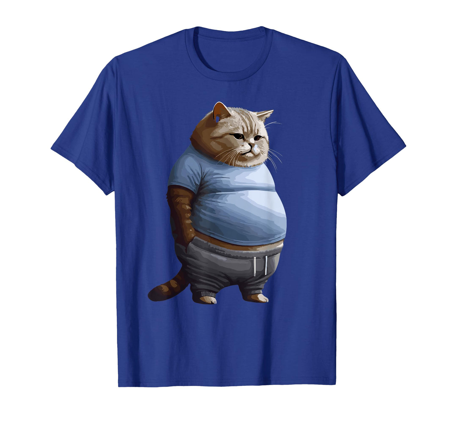 Funny Fat Sad Cat Art Design Fat Kitten Cat Lover Fat Cat T-Shirt