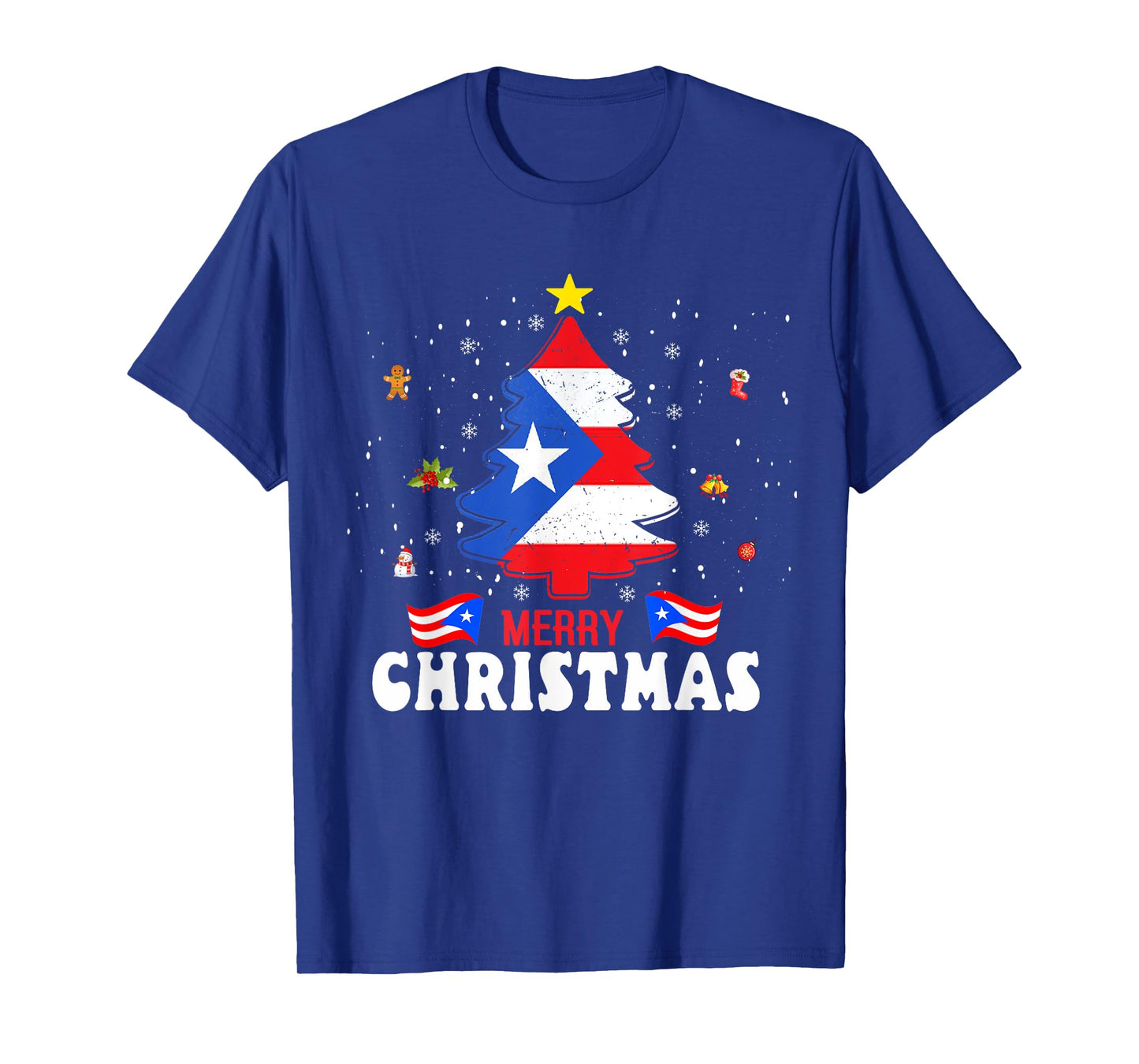 Proud Puerto Rico Flag Tree Christmas Pajamas Patrioitc Xmas T-Shirt