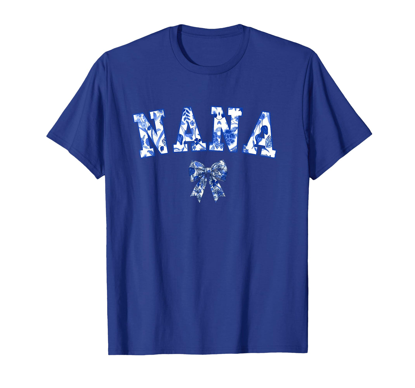 Nana Coquette Toile Blue Bow Floral Family Matching T-Shirt