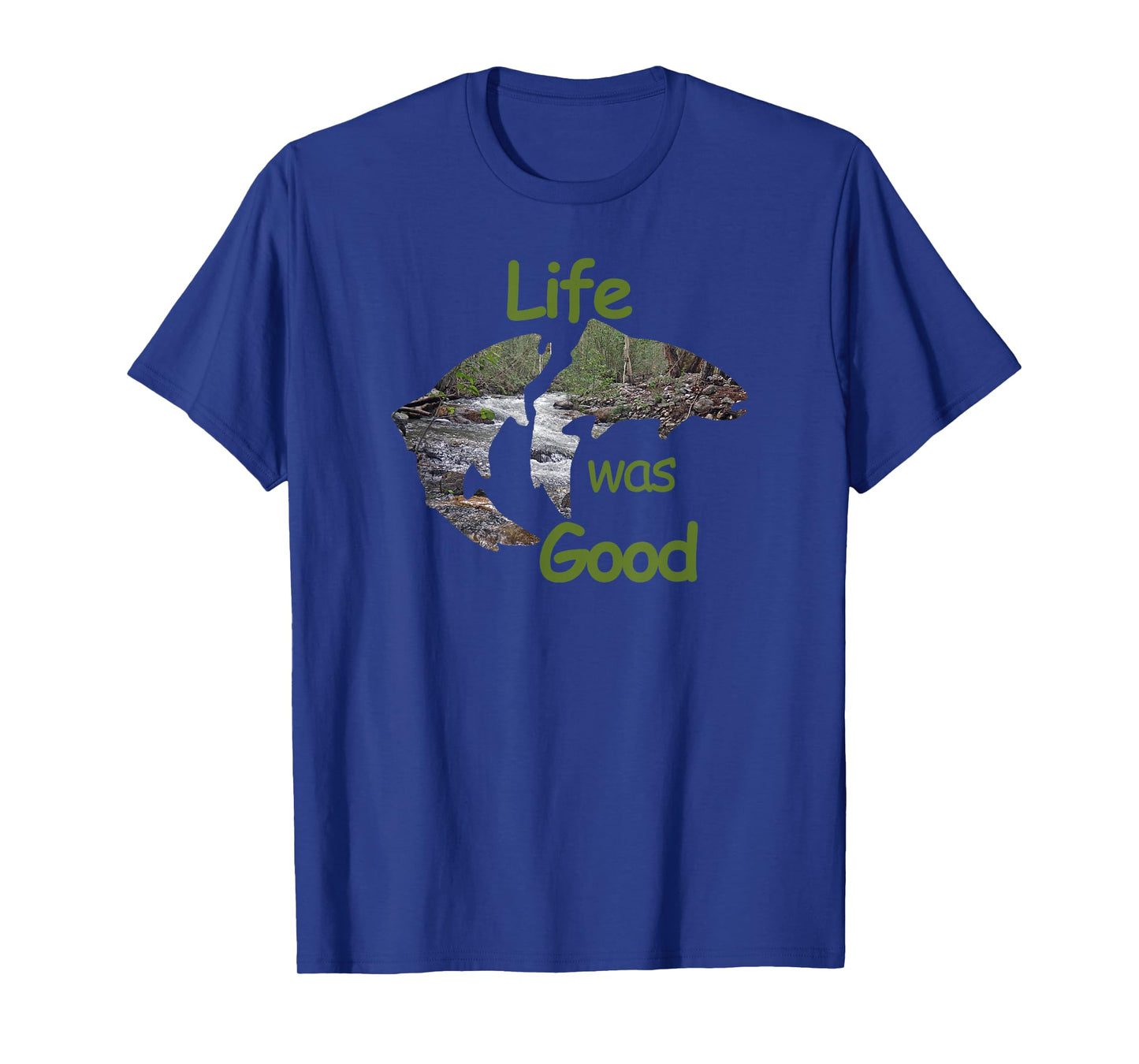 Life Was Good (LWG) Two Trout with inlay stream scene. T-Shirt