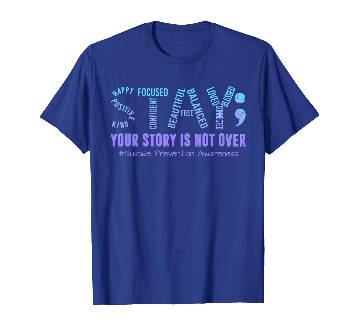 Stay Suicide Prevention Awareness Month Teal & Purple Ribbon T-Shirt