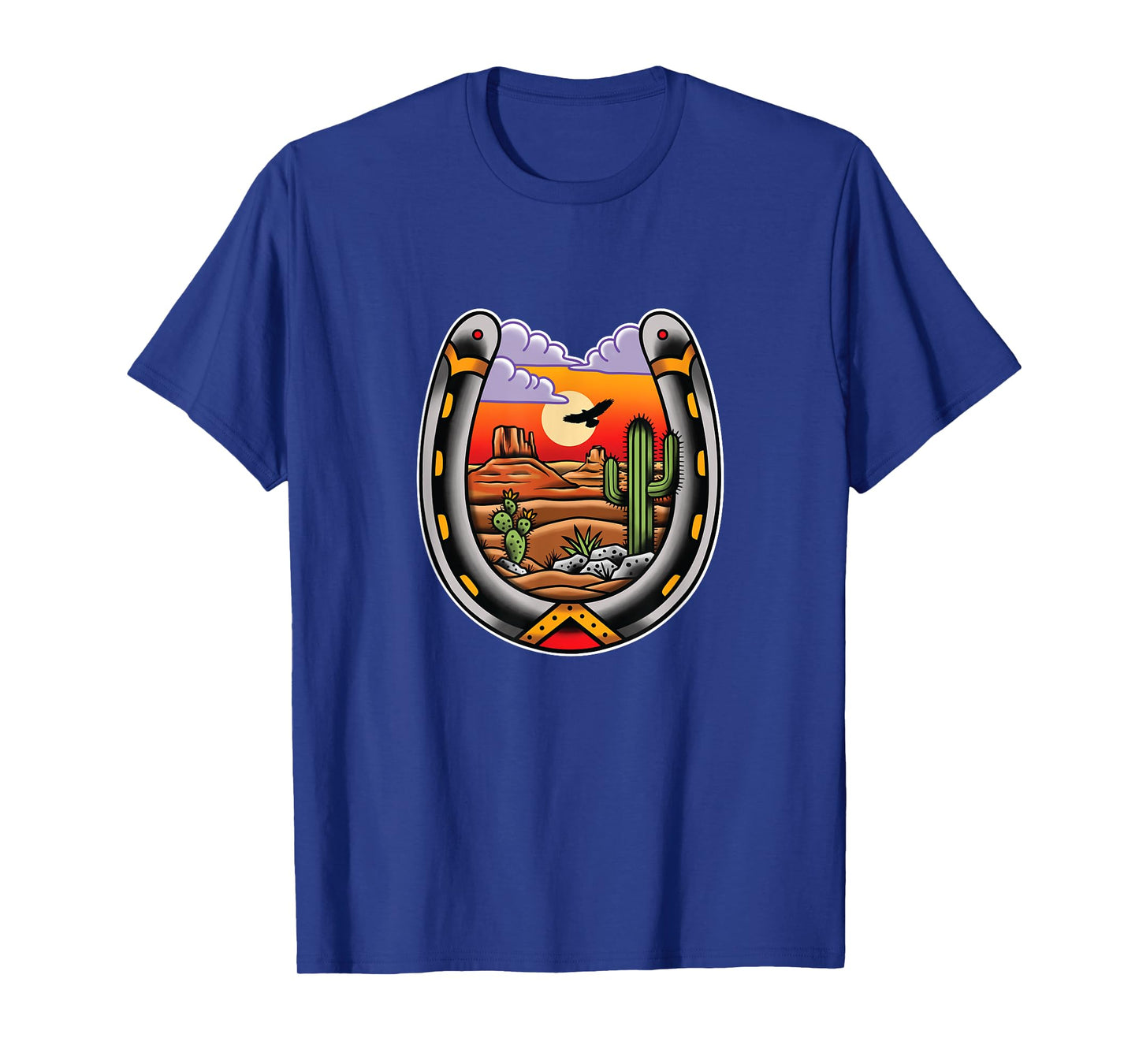 Desert Landscape Horseshoe Traditional Tattoo Art T-Shirt