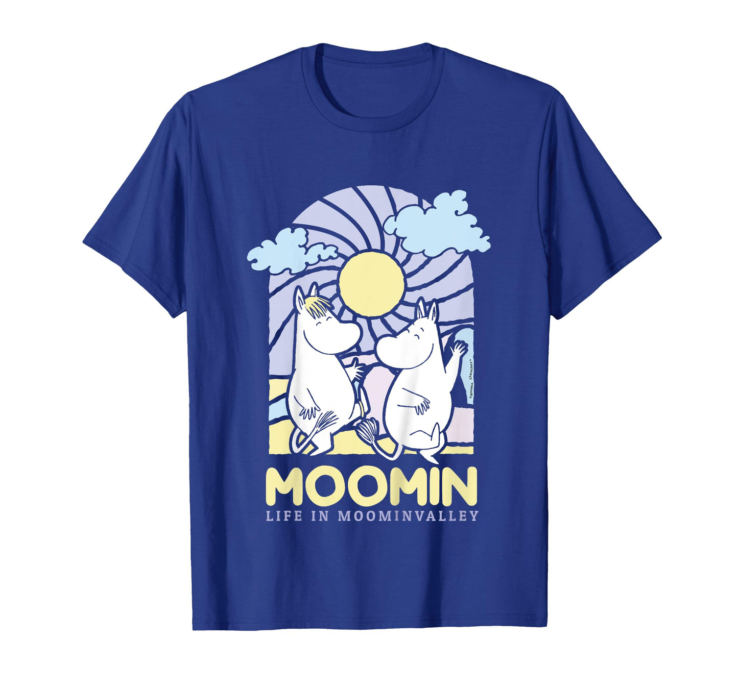 Kids Moomin Life In Moominvalley Stained Glass Style Dark Kids T-Shirt