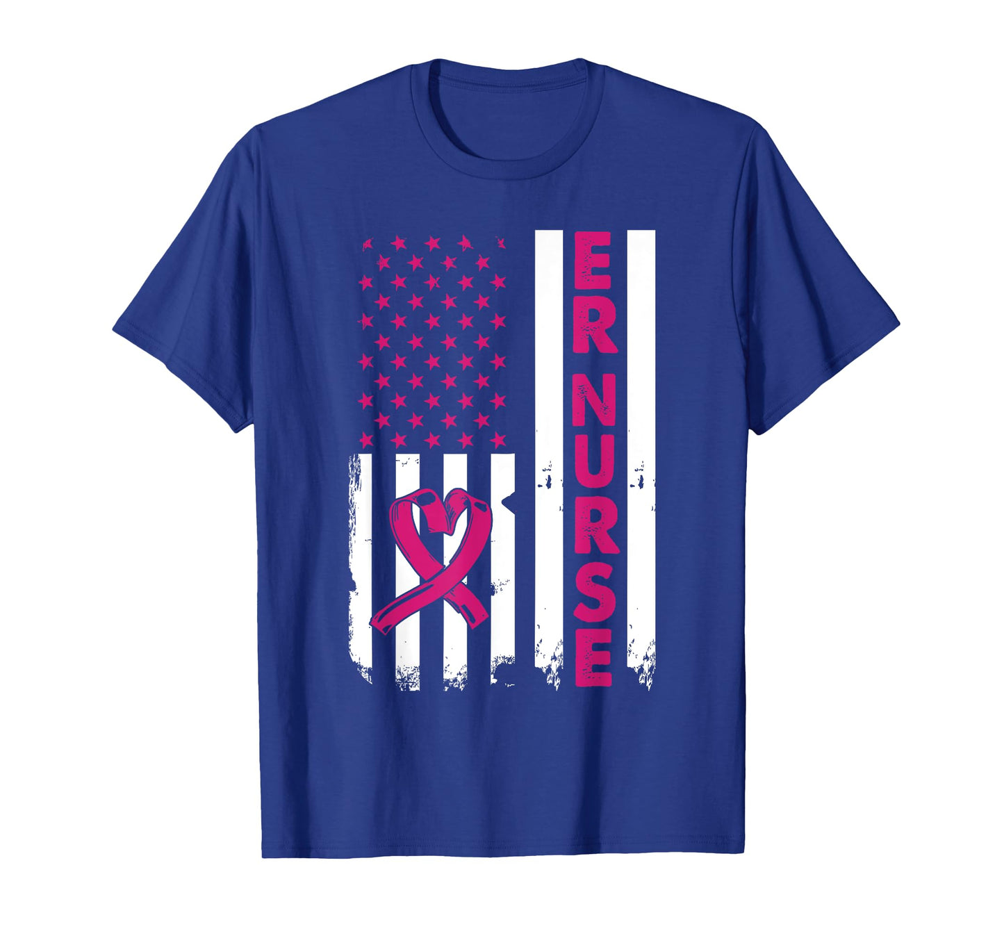 Er Nurse American Flag Nurse Life Breast Cancer Awareness T-Shirt