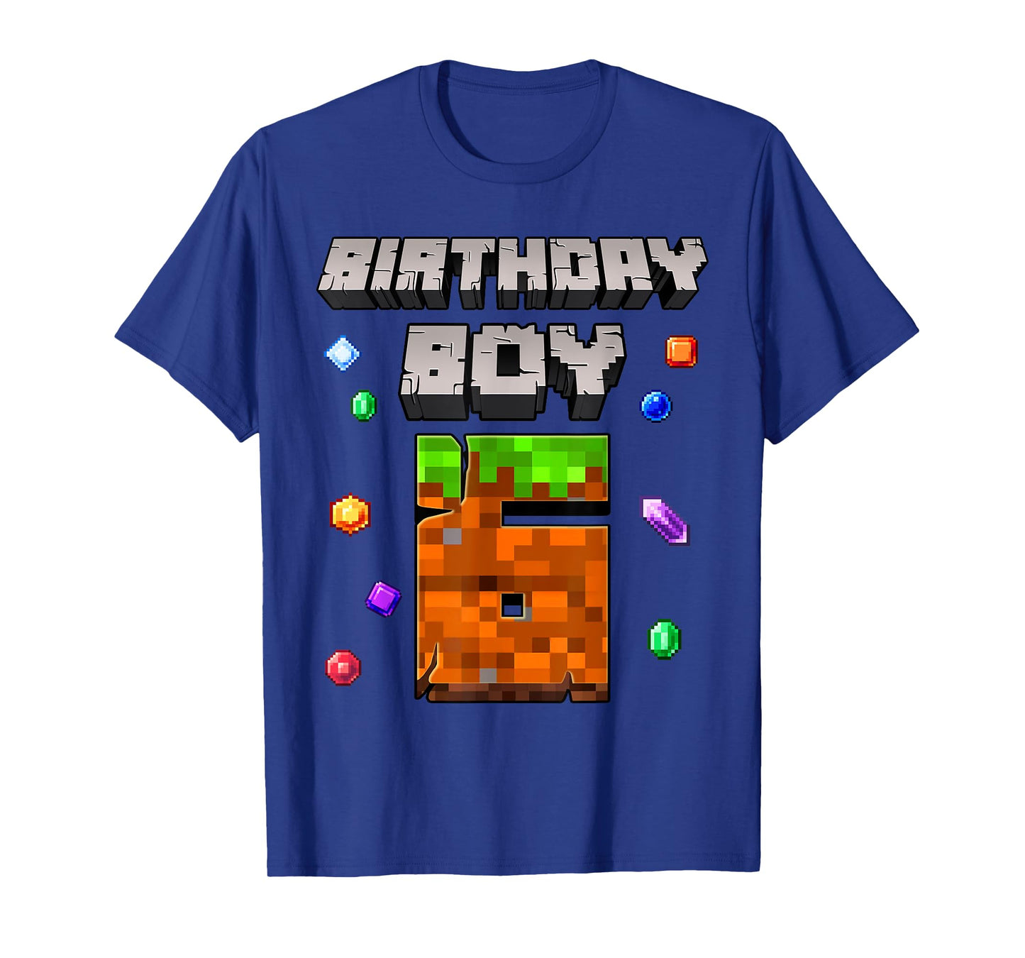 6th Birthday Boy 6 Video Gamer Pixel Number Six Bday Party T-Shirt